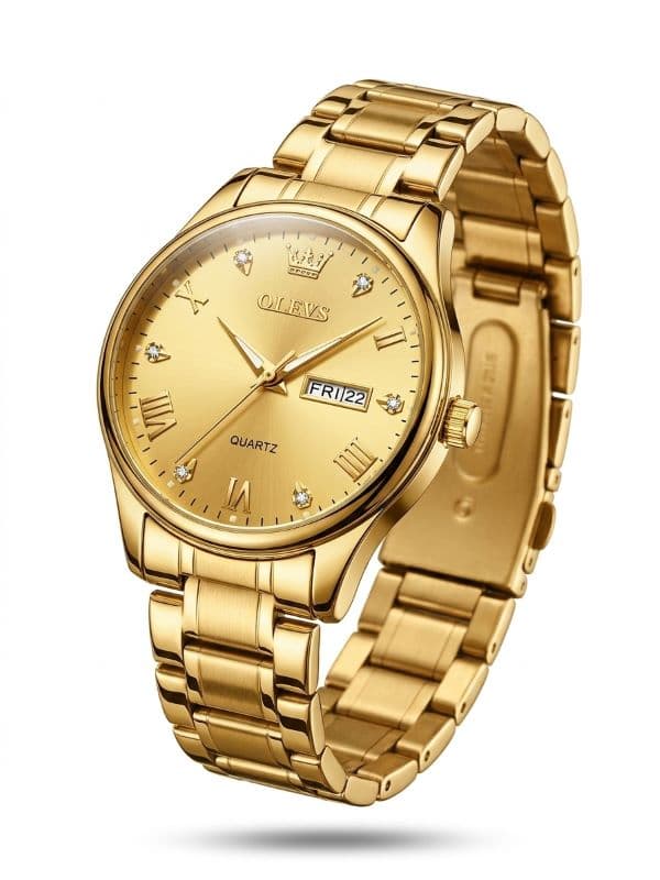 OLEVS Luxury Gold Quartz Men’s Watch –