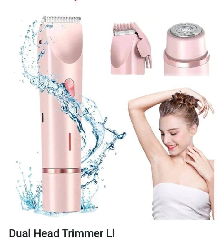 ডুয়াল হেড ২-ইন-১ ইলেকট্রিক ট্রিমার ও শেভার | Dual Head Hair Remover | মহিলাদের বডি ও আন্ডারআর্ম হেয়ার রিমুভার | পোর্টেবল রিচার্জেবল ট্রিমার